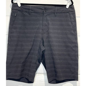 Hang Ten Charcoal Board Shorts with Black Stripes, Mens Size 34
